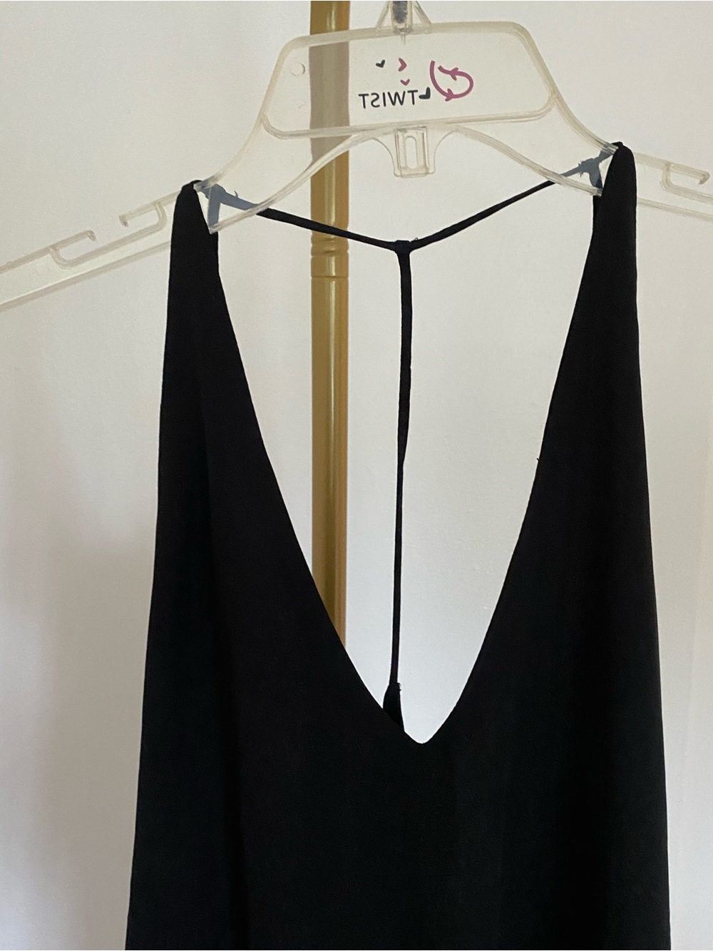 Twist Black Draped Open-Side Racerback Tank Top - Picture 5 of 12